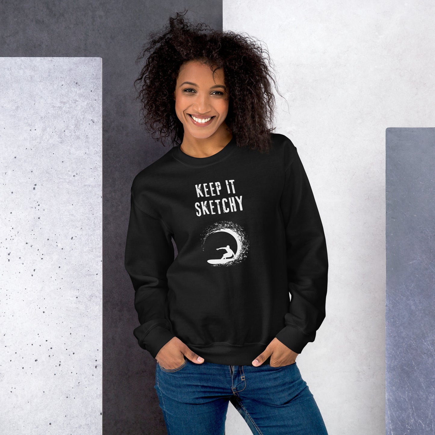 'Keep it Sketchy' Surfer Graphic Sweatshirt